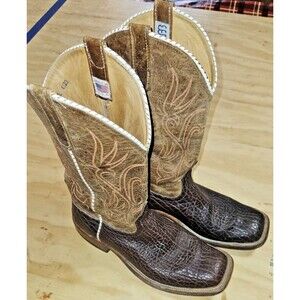 Anderson Bean Boots Chocolate Bison Square Toe Cowboy  Size 12D made in USA